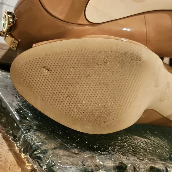 Michael Kors Hamilton Peep Heels Dark Nude Patent Leather Wmns 6.5 - Picture 14 of 16